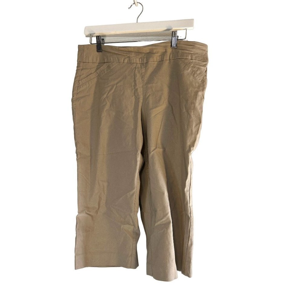Kim Rogers Womens Sreetch Capris Tan Pockets Size 14P
